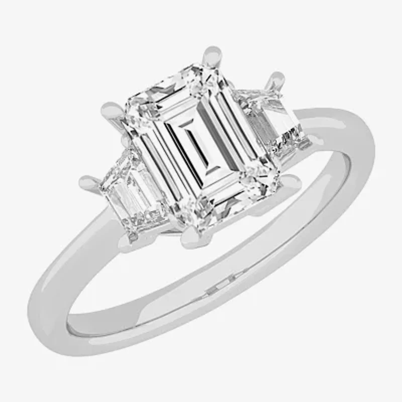 G-H / Si1-Si2) Womens CT. T.W. Lab Grown White Diamond 14K Gold 3-Stone Engagement Ring