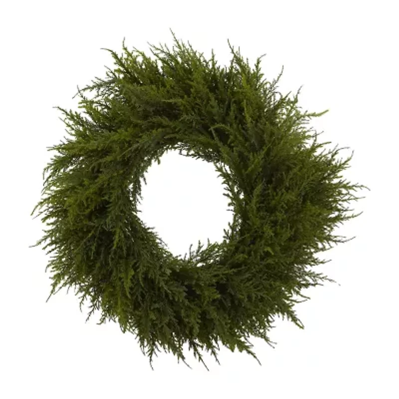 Nearly Natural 24in Cedar Wreath