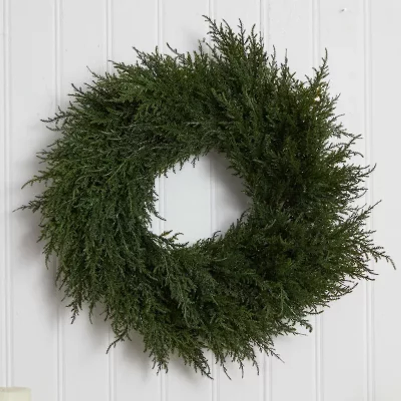 Nearly Natural 24in Cedar Wreath