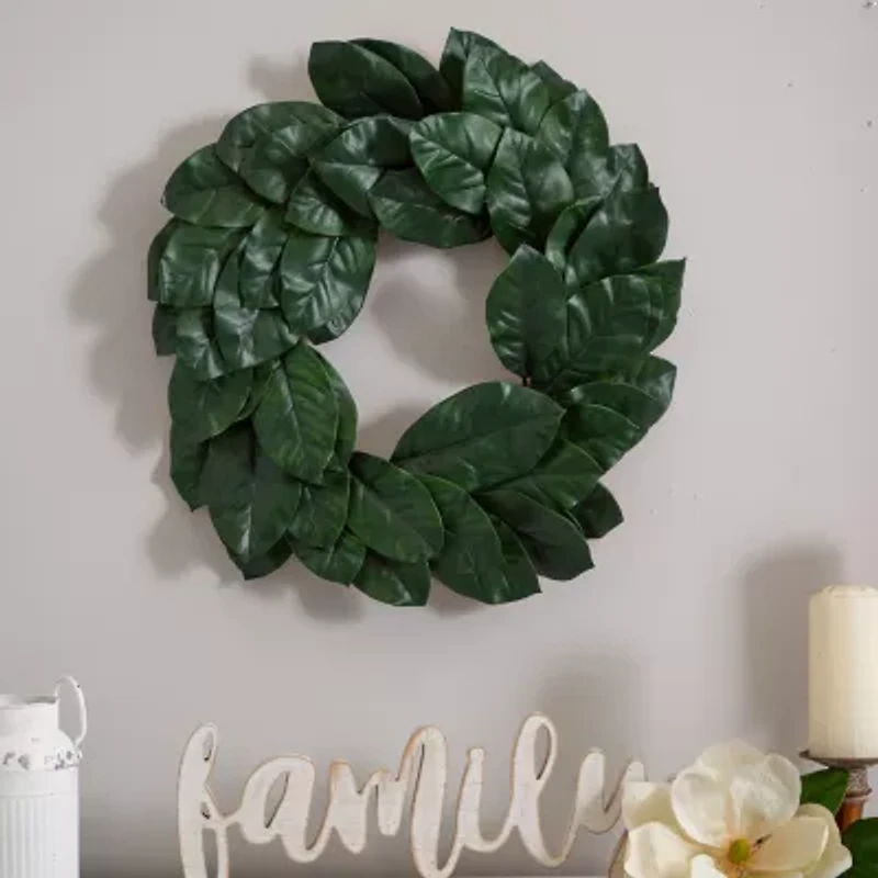 Nearly Natural 24in Magnolia Wreath