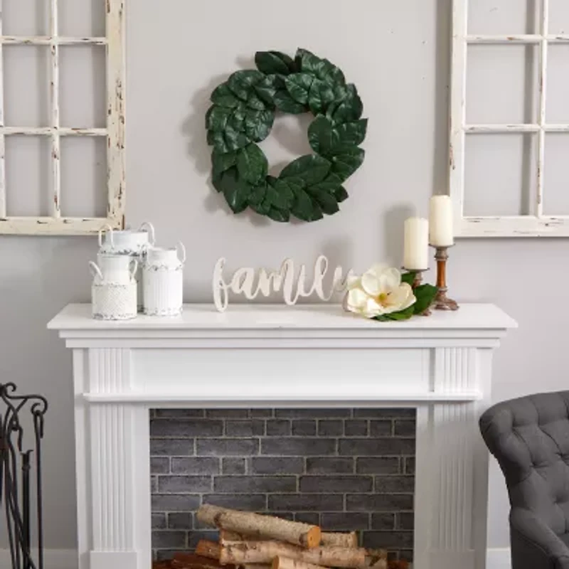 Nearly Natural 24in Magnolia Wreath