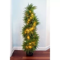 Nearly Natural 43in Cedar Spiral Lit Topiary Christmas Yard Art