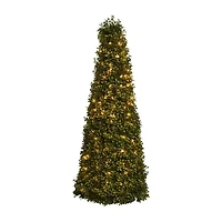 Nearly Natural 39in Boxwood Cone With Lights 3 1/2 Foot Pre-Lit Christmas Tree