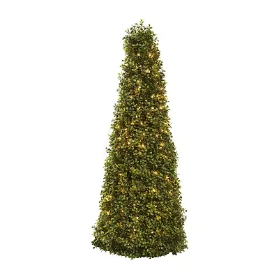 Nearly Natural 39in Boxwood Cone With Lights 3 1/2 Foot Pre-Lit Christmas Tree