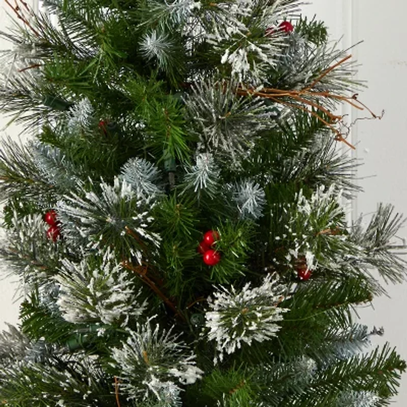 Nearly Natural 3 Foot With Berries Pre-Lit Christmas Tree