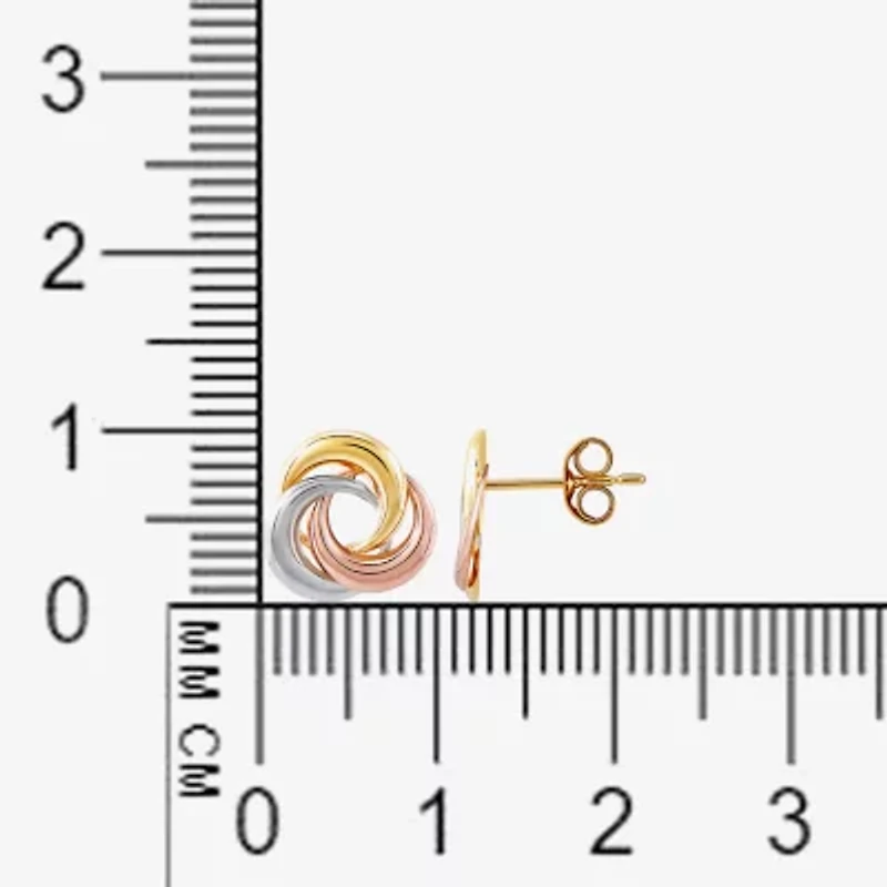 14K Tri-Color Gold 10mm Knot Stud Earrings