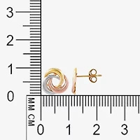 14K Tri-Color Gold 10mm Knot Stud Earrings