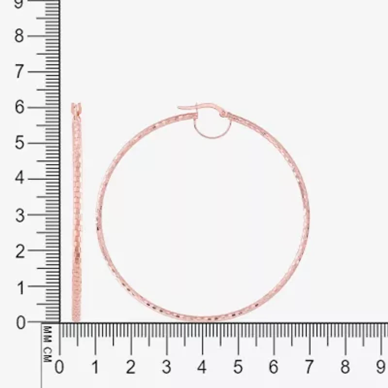 Made in Italy Womens 10K White Gold 60mm Round Hoop Earrings