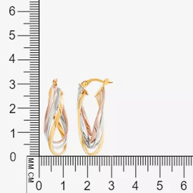 Made in Italy Womens 14K Tri-Color Gold 32mm Round Hoop Earrings