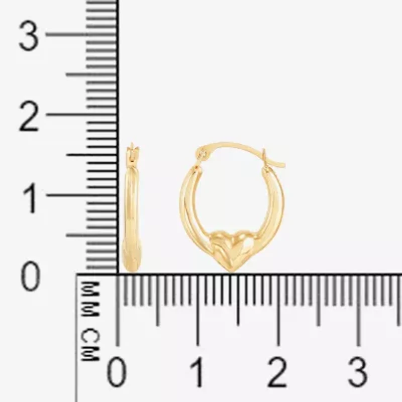 Womens 14K Gold 16.5mm Heart Hoop Earrings