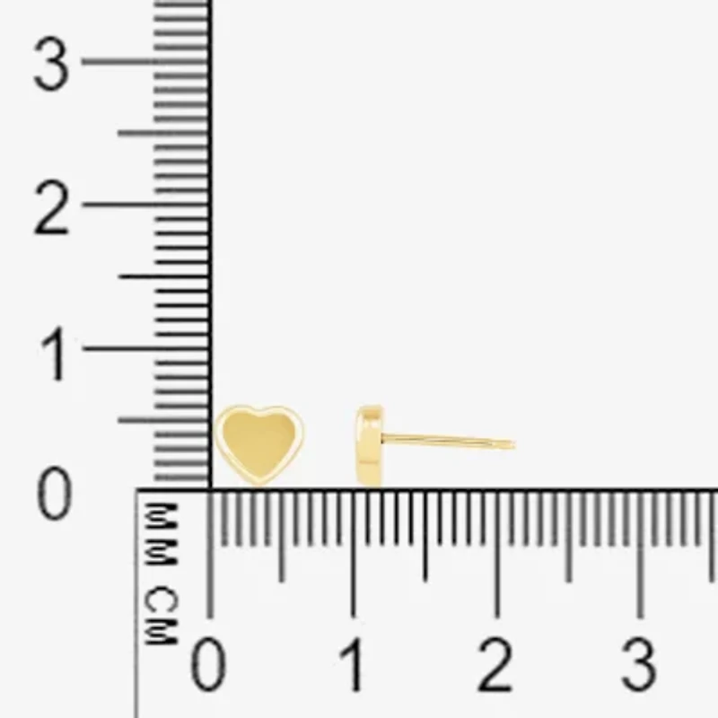 14K Gold 7mm Heart Stud Earrings