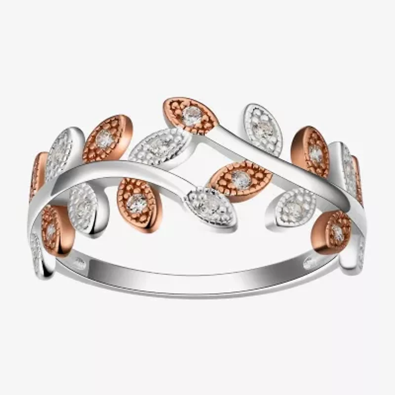 Footnotes Beautiful Womens Cubic Zirconia Sterling Silver Bypass  Band