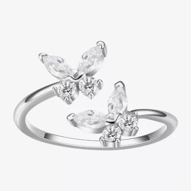 Footnotes Believe Womens Cubic Zirconia Sterling Silver Butterfly Bypass Band