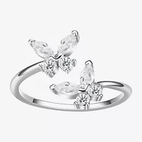 Footnotes Believe Womens Cubic Zirconia Sterling Silver Butterfly Bypass  Band