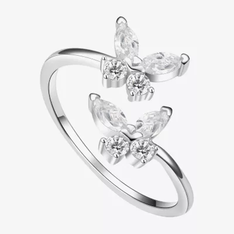 Footnotes Believe Womens Cubic Zirconia Sterling Silver Butterfly Bypass Band