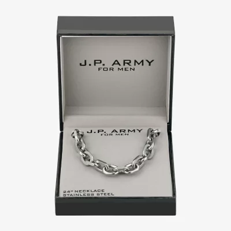 J.P. Army Mens Stainless Steel 24 Inch Link Chain Necklace