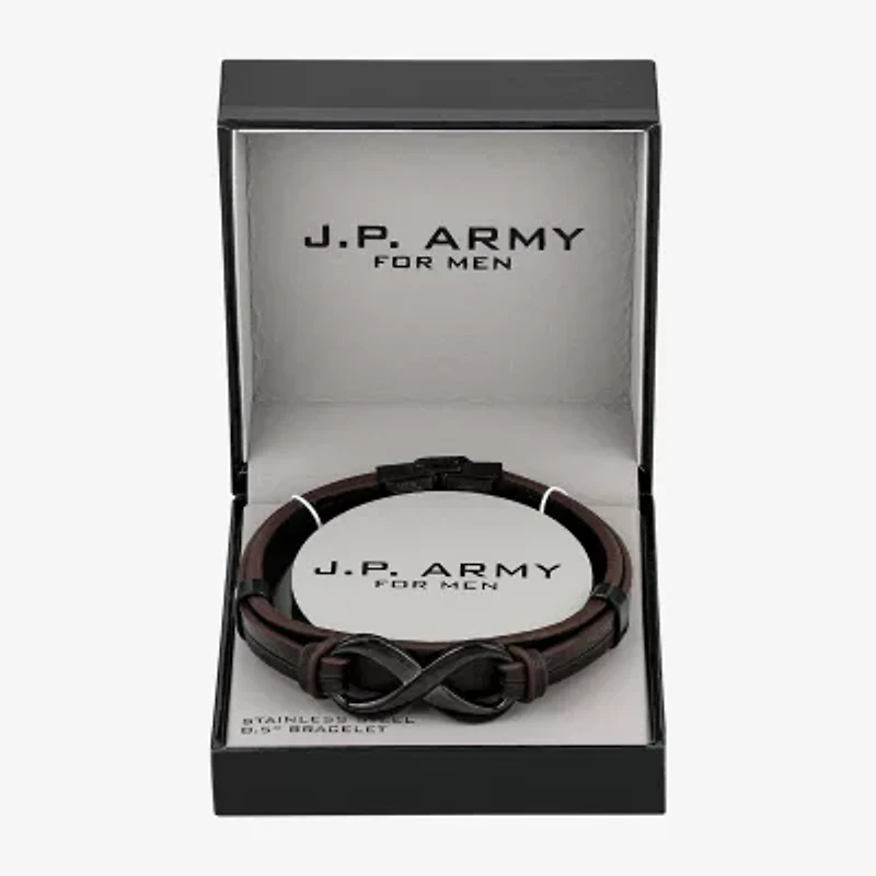 J.P. Army Leather Mens Stainless Steel Cord Bracelet