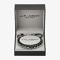 J.P. Army For Men Leather Link Mens Stainless Steel Bolo Bracelet