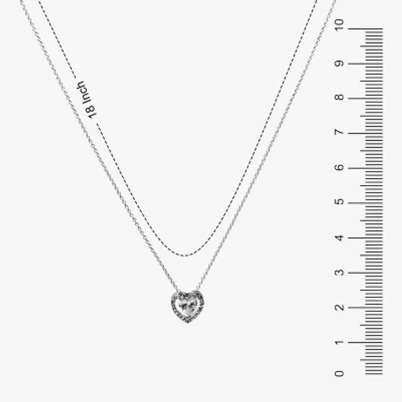 Sparkle Allure Light Up Box Womens Cubic Zirconia Pure Silver Over Brass Heart 2-pc. Jewelry Set