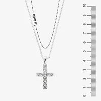 Sparkle Allure Light Up Box Womens Cubic Zirconia Pure Silver Over Brass Cross 4-pc. Jewelry Set