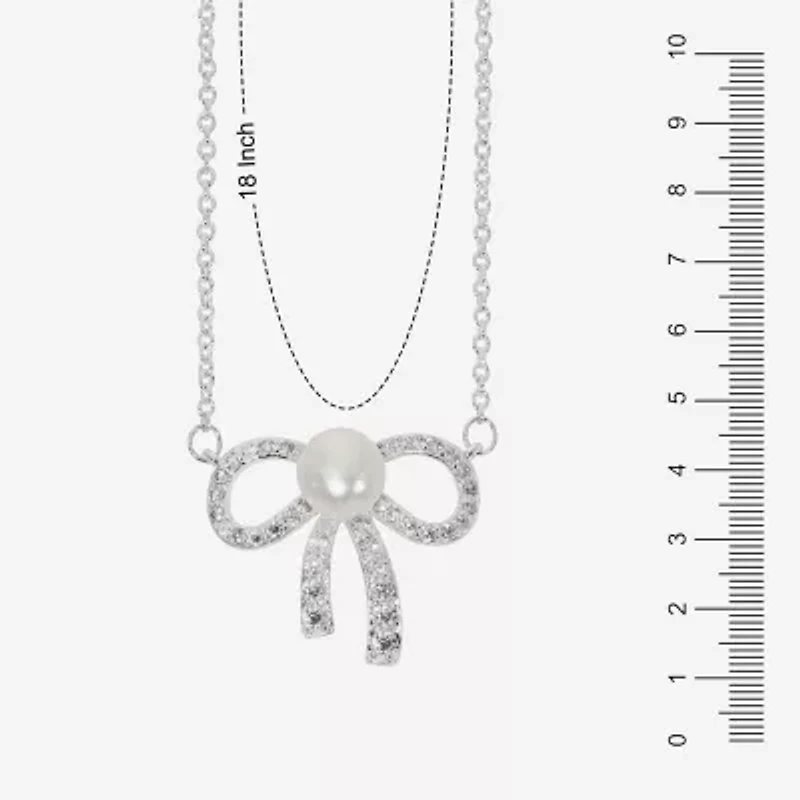 Sparkle Allure Light Up Box Womens White Cubic Zirconia Pure Silver Over Brass Bow 2-pc. Jewelry Set