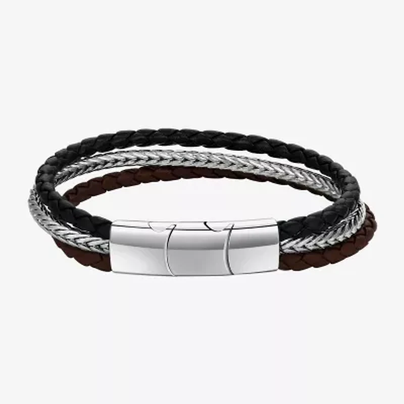 J.P. Army Leather Mens Stainless Steel Cord Bracelet