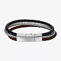 J.P. Army Leather Mens Stainless Steel Cord Bracelet