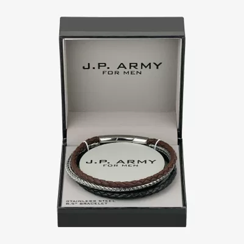 J.P. Army Leather Mens Stainless Steel Cord Bracelet