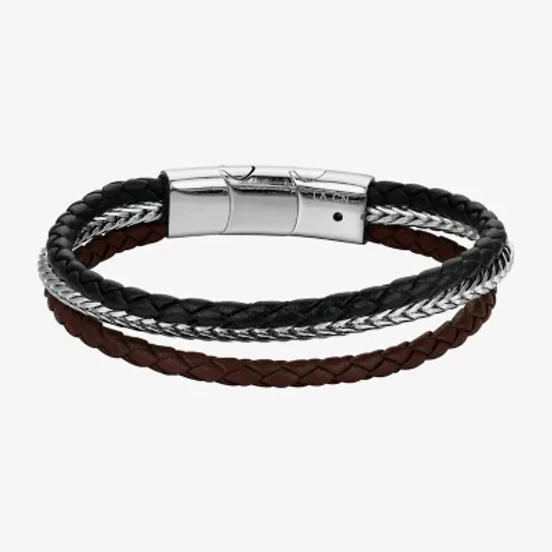 J.P. Army Leather Mens Stainless Steel Cord Bracelet