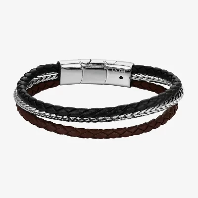 J.P. Army Leather Mens Stainless Steel Cord Bracelet