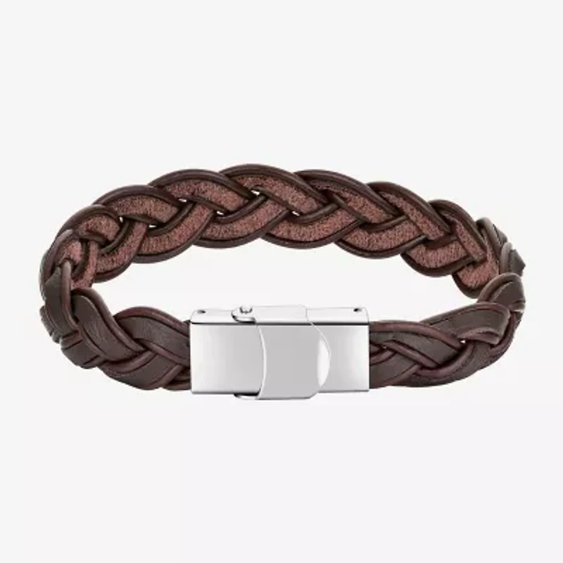 J.P. Army Leather Mens Stainless Steel Cord Bracelet