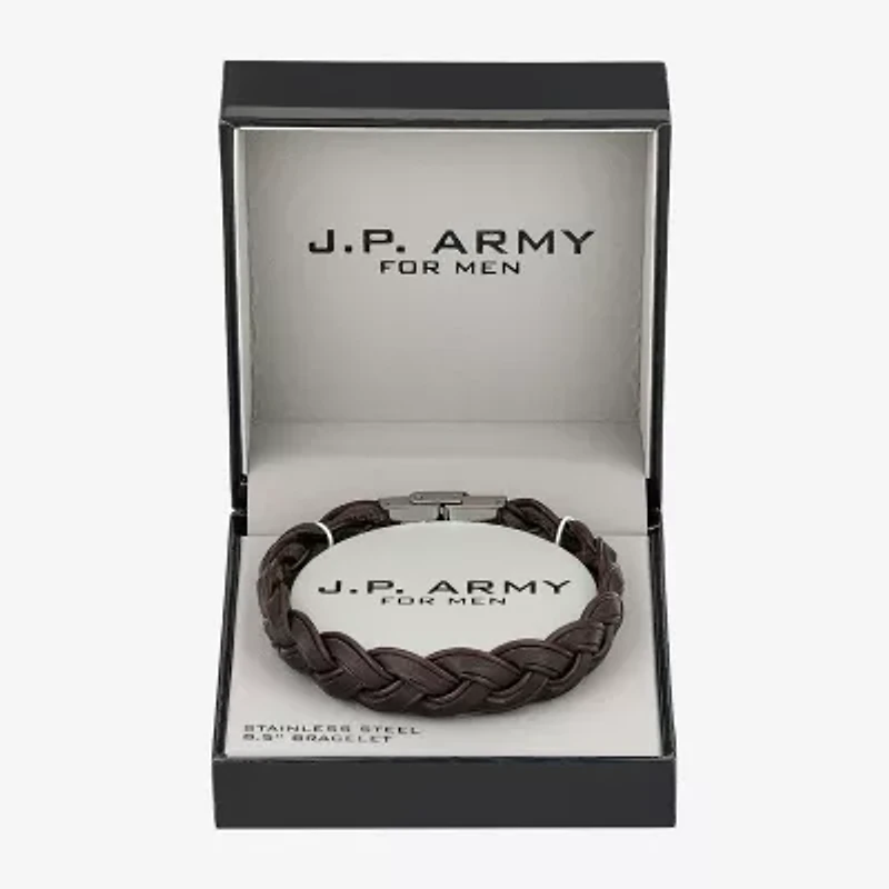 J.P. Army Leather Mens Stainless Steel Cord Bracelet