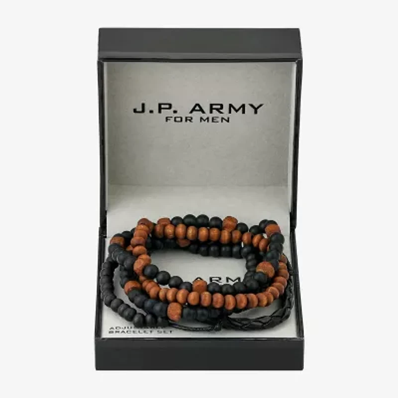 J.P. Army Men's Jewelry Black & Brown Wood 5-pc. Beaded Bracelet Set