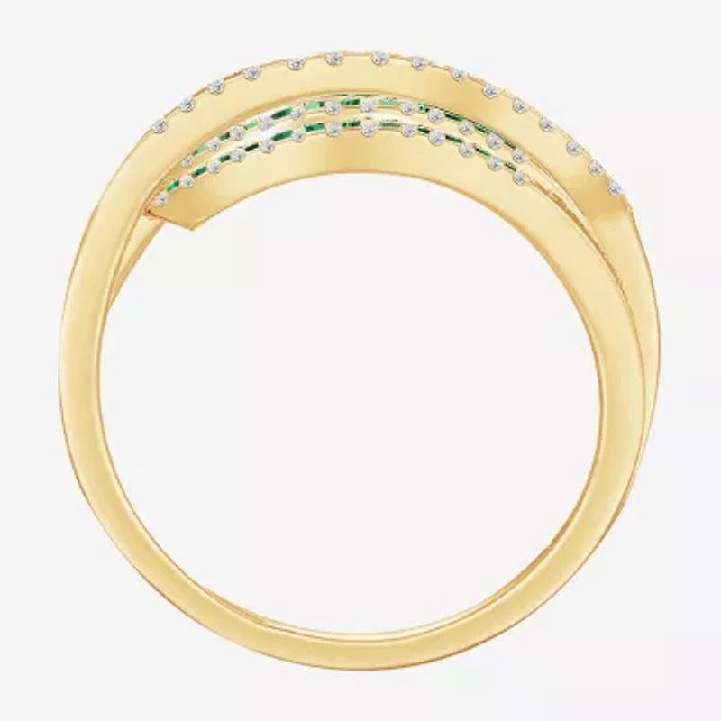 Womens Lab Created Emerald, Sapphire or Ruby 14K Gold Over Silver Sterling Cocktail Ring