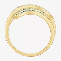 Womens Lab Created Emerald, Sapphire or Ruby 14K Gold Over Silver Sterling Cocktail Ring