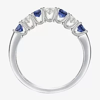 Gemstone & Lab-Created White Sapphire Sterling Silver Band