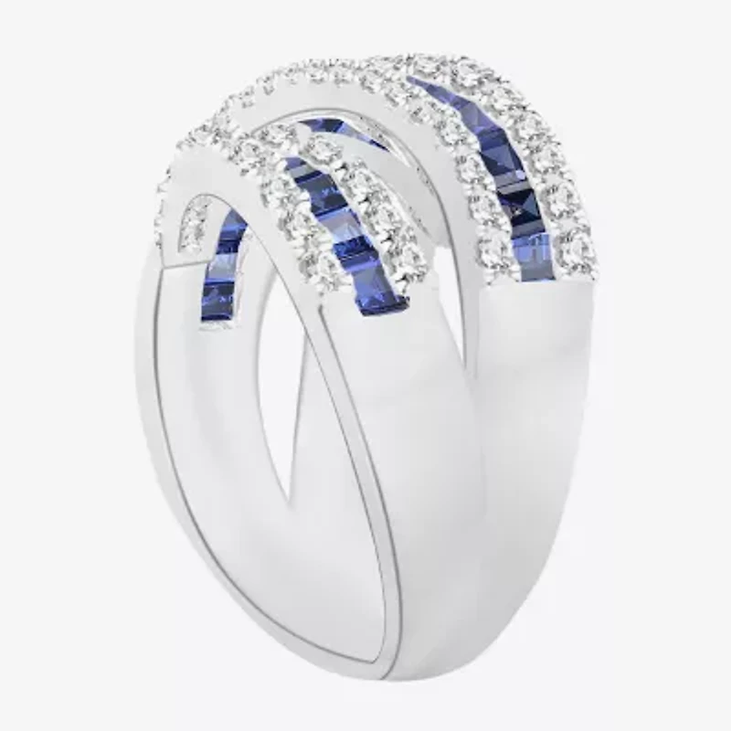 Womens Lab Created Emerald, Sapphire or Ruby 14K Gold Over Silver Sterling Cocktail Ring