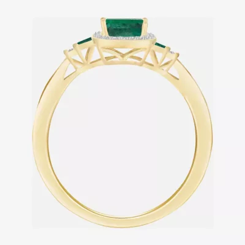 Genuine Gemstone & 1/7 CT. T.W. Diamond 10K Gold Oval Cocktail Ring