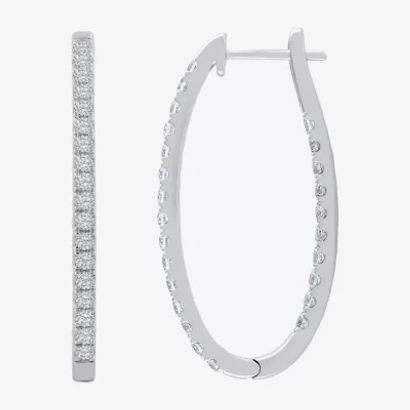 (H-I / I1) 2 CT. T.W. Lab Grown White Diamond 10K or 14K Yellow Gold 35mm Hoop Earrings