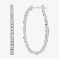 (H-I / I1) 2 CT. T.W. Lab Grown White Diamond 10K or 14K Yellow Gold 35mm Hoop Earrings