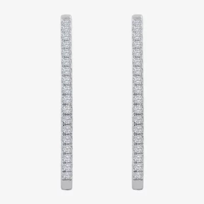 (H-I / I1) 2 CT. T.W. Lab Grown White Diamond 10K or 14K Yellow Gold 35mm Hoop Earrings