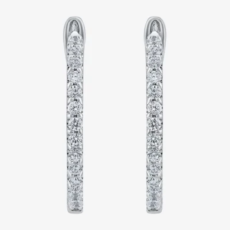 1/2 CT. T.W. Genuine White Diamond 14K or Yellow Gold 17mm Hoop Earrings