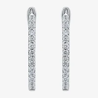 1/2 CT. T.W. Genuine White Diamond 14K or Yellow Gold 17mm Hoop Earrings