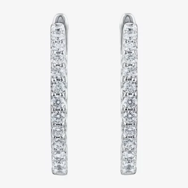 1 CT. T.W. Genuine White Diamond 14K White or Yellow Gold 20.3mm Hoop Earrings