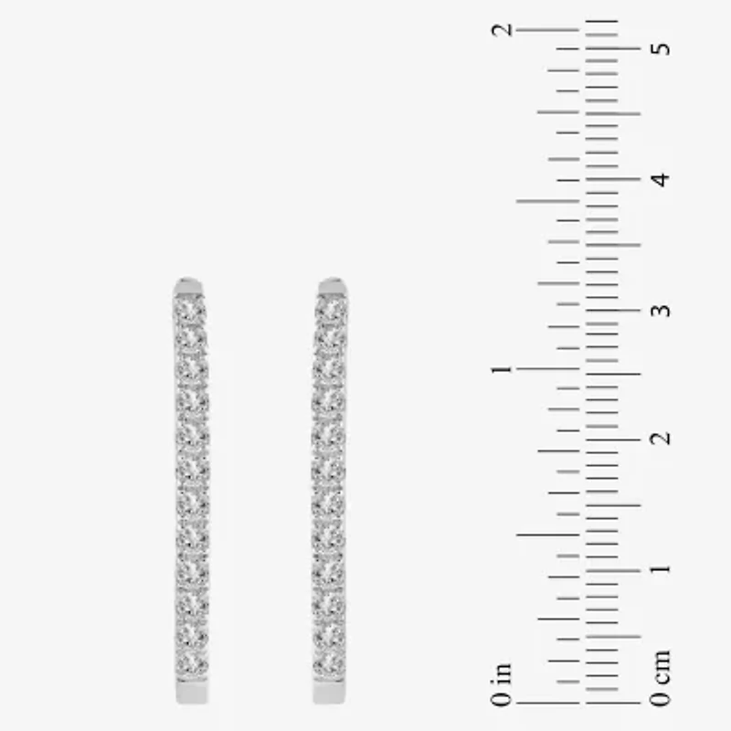 (H-I / I1) 1 CT. T.W. Lab Grown Diamond 10K or 14K White Yellow Gold 25mm Hoop Earrings