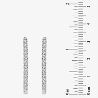 (H-I / I1) 1 CT. T.W. Lab Grown Diamond 10K or 14K White Yellow Gold 25mm Hoop Earrings