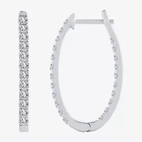 (H-I / I1) 1 CT. T.W. Lab Grown Diamond 10K or 14K White Yellow Gold 25mm Hoop Earrings