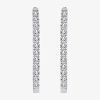 (H-I / I1) 1 CT. T.W. Lab Grown Diamond 10K or 14K White Yellow Gold 25mm Hoop Earrings