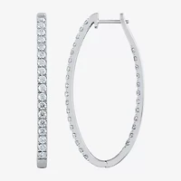 (H-I / I1) 3 CT. T.W. Lab Grown White Diamond 14K White Gold 9.9mm Hoop Earrings