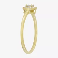 Womens 1/4 CT. T.W. Natural White Diamond 10K Gold Cushion Halo Cocktail Ring